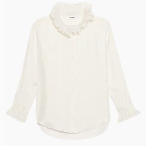 Sandro Haby Cream Ruffle-Collar Button-Front Blouse